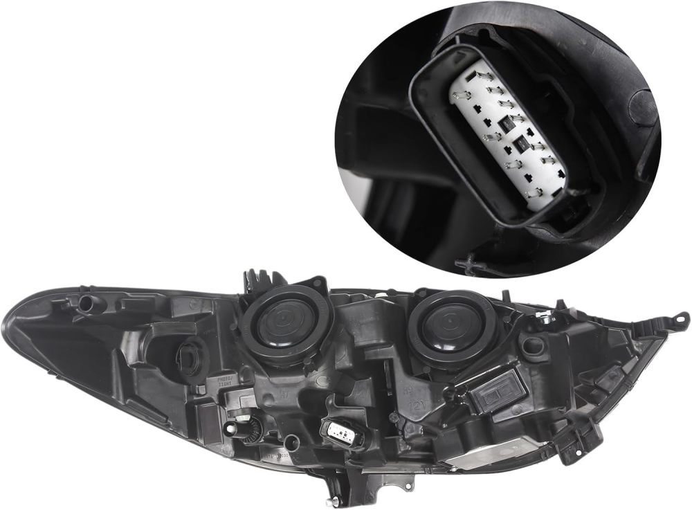 Headlights Assembly Compatible with 2017 2018 2019 2020 Ford Fusion w/LED DRL Halogen Headlamp Bulbs Include, Driver & Passenger Side