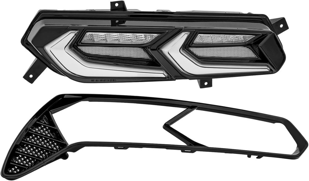 LED Tail Lights Assembly Compatible with 2014 2015 2016 2017 2018 2019 Chevy Corvette C7, Rear Brake Lamp w/Sequential Turn Signal, C8 Style, Black Housing Clear Lens