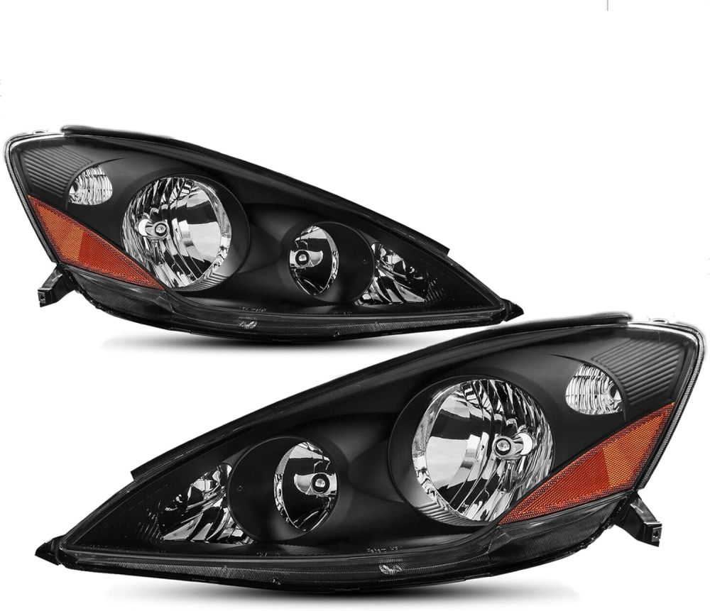 Headlight Assembly compatible with 2006 2007 2008 2009 2010 Toyota Sienna Headlamp Headlights Pair, Black Housing