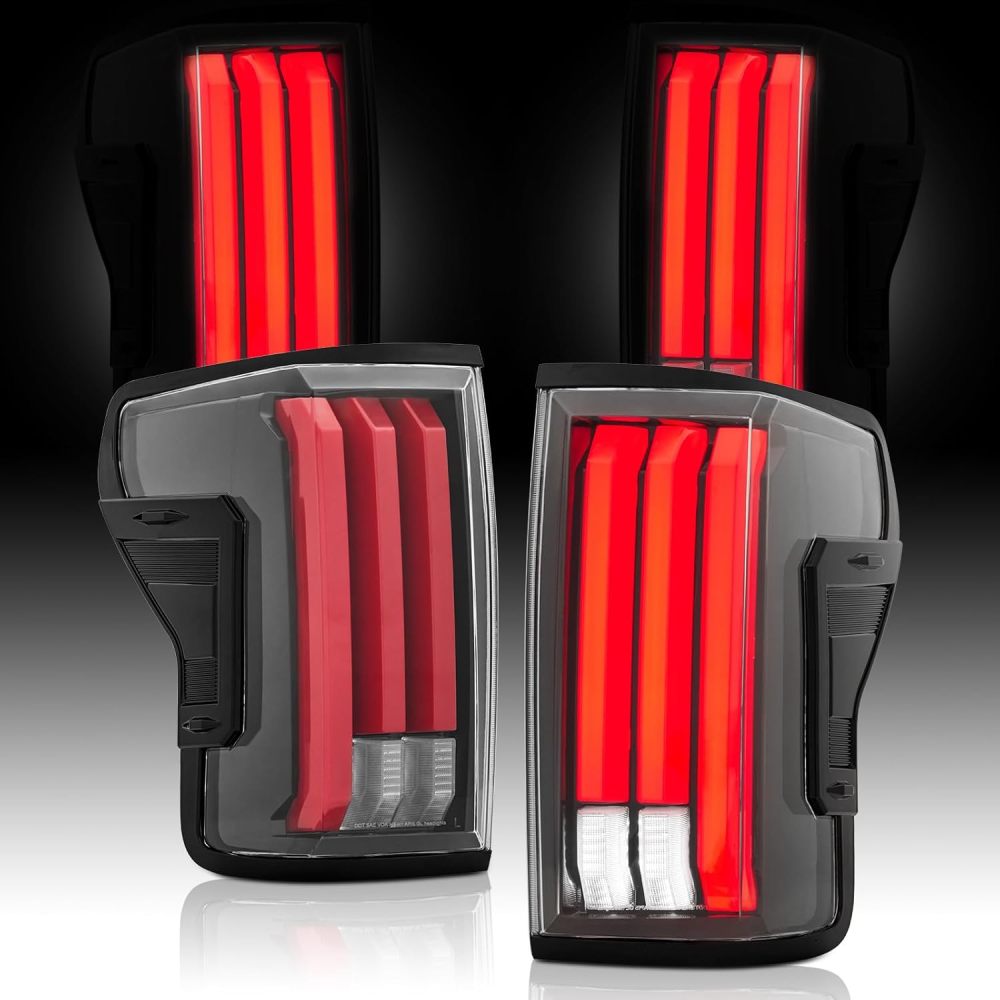 Tail lights Assembly Compatible with 2007-2013 Toyota Tundra Rear Brake Lamp w/Sequential Turn Signal, Red LED Tube Clear Lens
