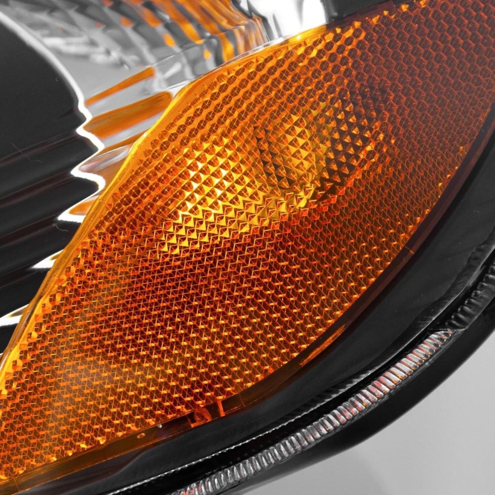 Headlights Assembly Compatible with 2003 2004 2005 2006 2007 2008 Toyota Corolla Black Housing Amber Side with Chrome Trim