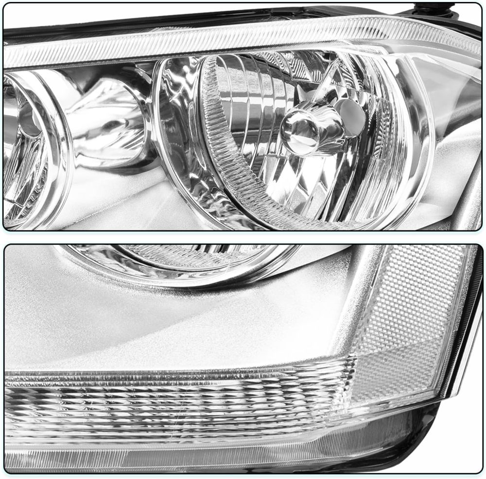 Headlights Assembly compatible with 2008 2009 2010 2011 2012 2013 Dodge Avenger Halogen Head light Headlamp,Chrome Housing Clear Side