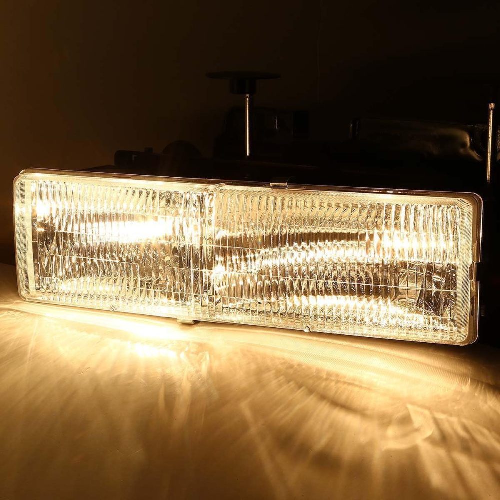 Headlights Assembly Compatible With 1994 1995 1996 1997 1998 OBS Chevy Silverado C/K 1500 2500 3500 Suburban, 95-99 Tahoe Headlamp w/Bumper Light,Factory Style