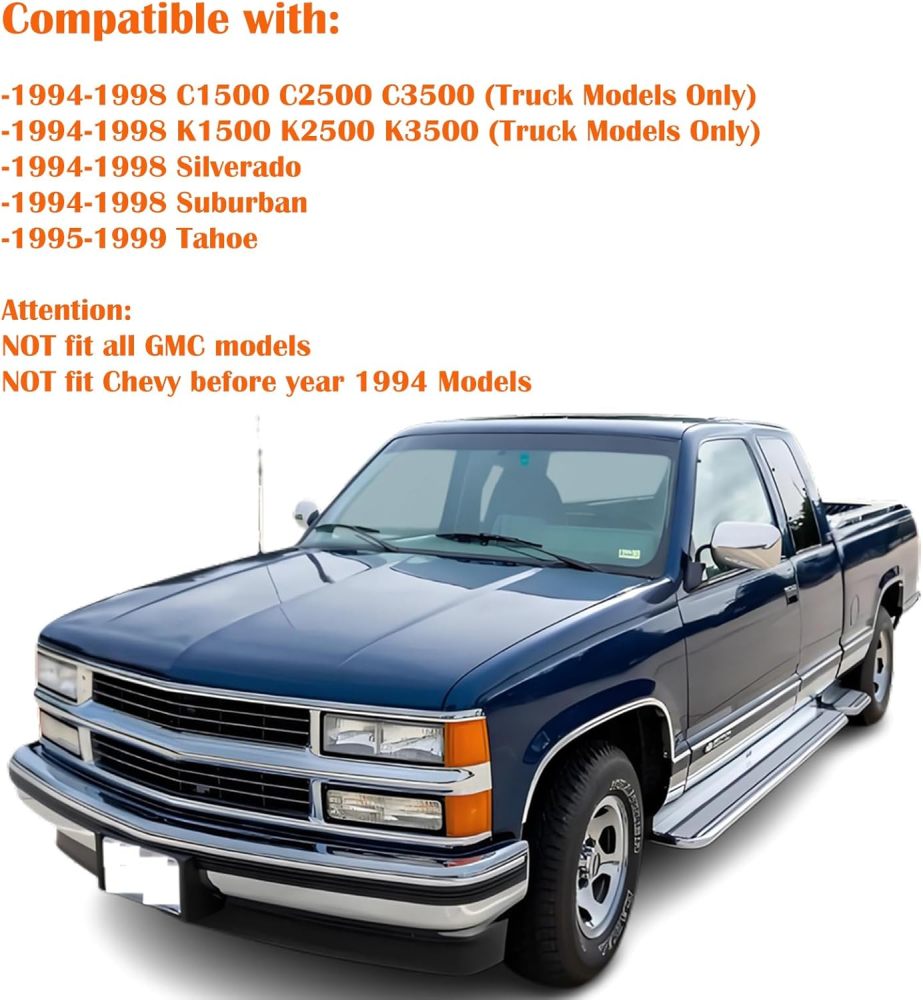 Headlights Assembly Compatible With 1994 1995 1996 1997 1998 OBS Chevy Silverado C/K 1500 2500 3500 Suburban, 95-99 Tahoe Headlamp w/Bumper Light,Factory Style