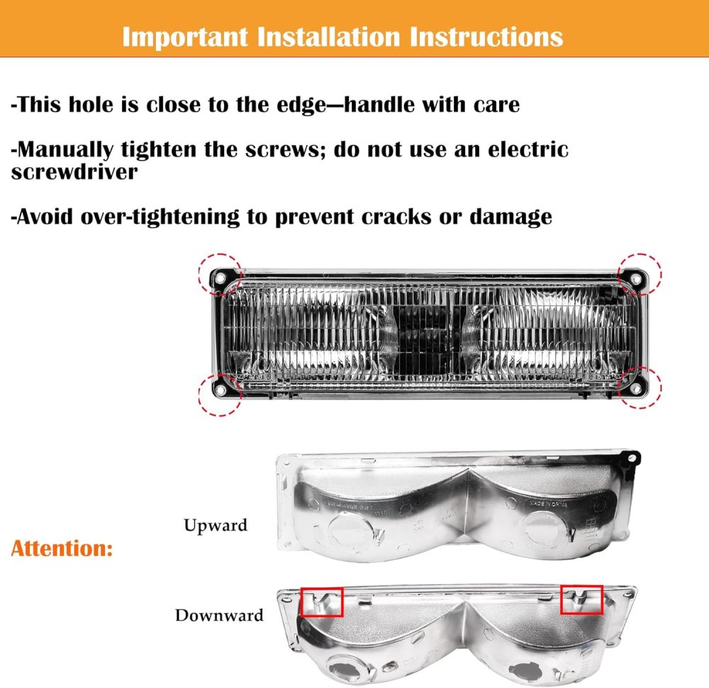 Headlights Assembly Compatible With 1994 1995 1996 1997 1998 OBS Chevy Silverado C/K 1500 2500 3500 Suburban, 95-99 Tahoe Headlamp w/Bumper Light,Factory Style