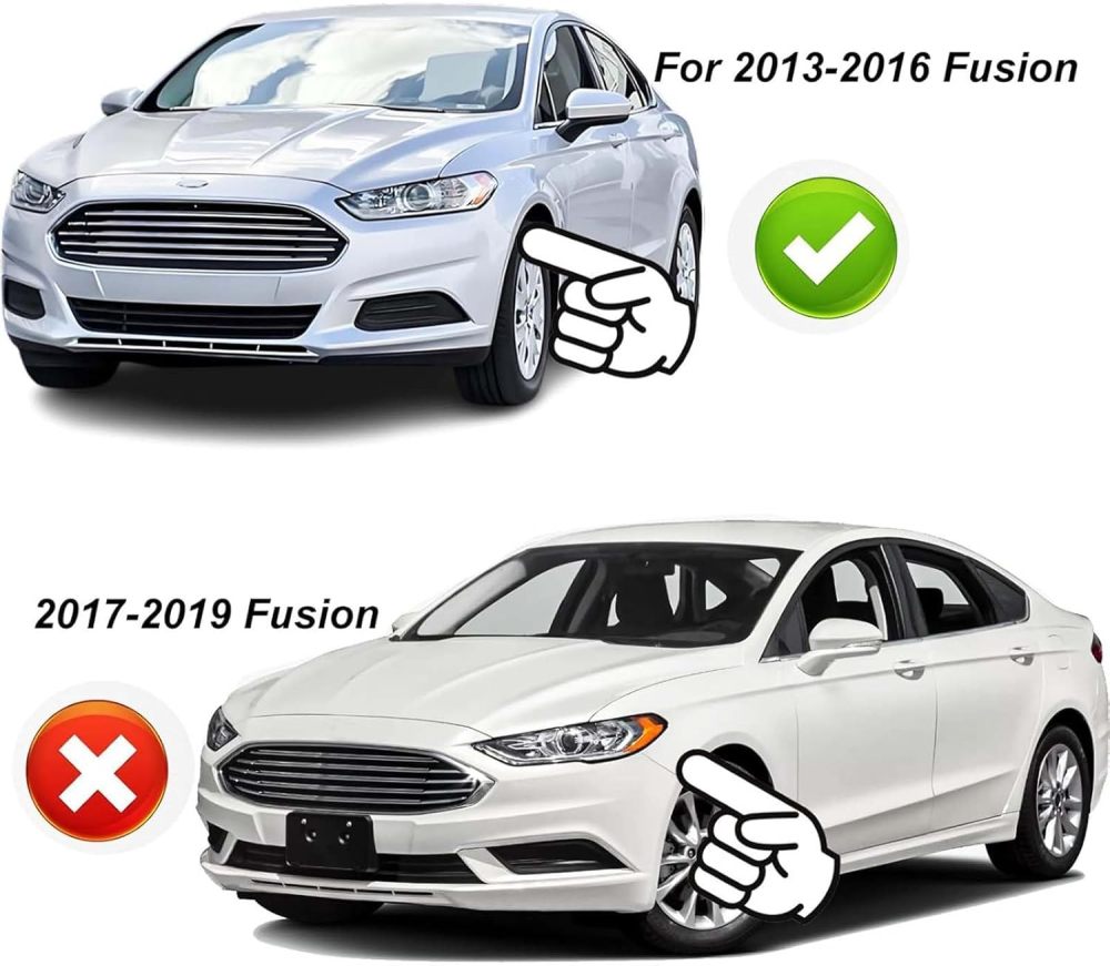 Headlights Assembly Compatible with 2013 2014 2015 2016 Ford Fusion Halogen Headlamp Include Bulb, Black Housing