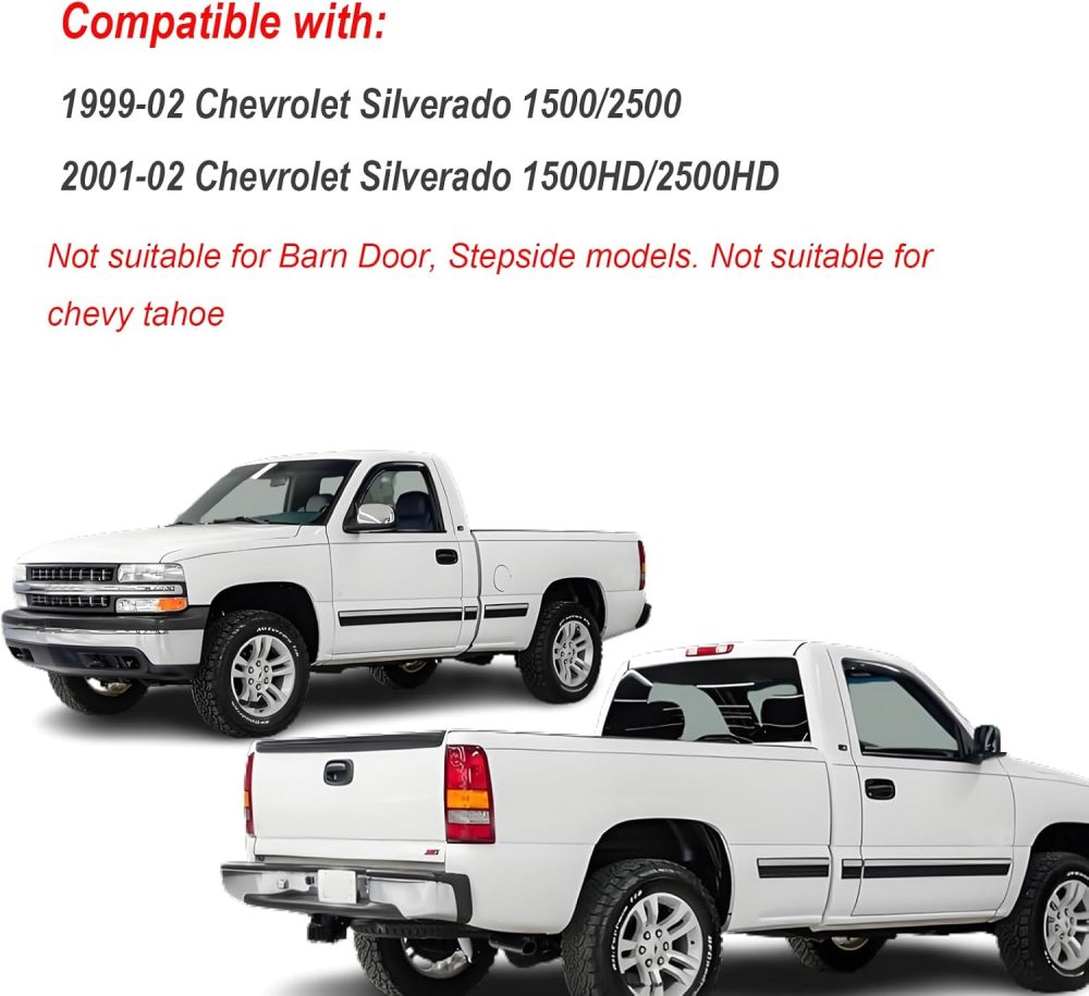 Headlights Tail Lights Assembly Combo Compatible with 1999 2000 2001 2002 Chevy Silverado 1500 2500 / HD, HeadLamp+Taillight Rear Brake Lamp, Factory Style