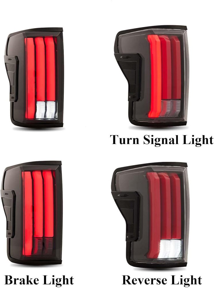 Tail lights Assembly Compatible with 2007-2013 Toyota Tundra Rear Brake Lamp w/Sequential Turn Signal, Red LED Tube Clear Lens