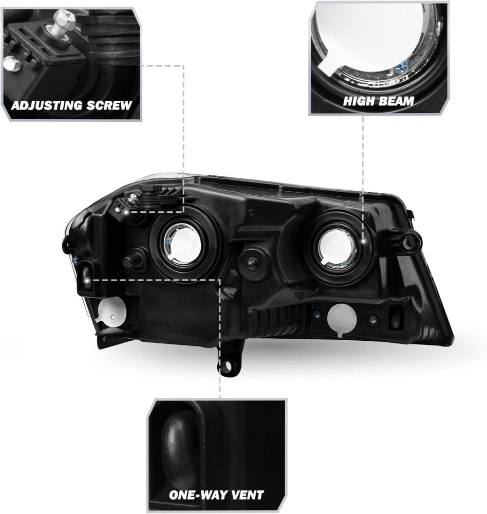 Headlights Assembly compatible with 2008 2009 2010 2011 2012 2013 Dodge Avenger Halogen Head light Headlamp,Chrome Housing Clear Side