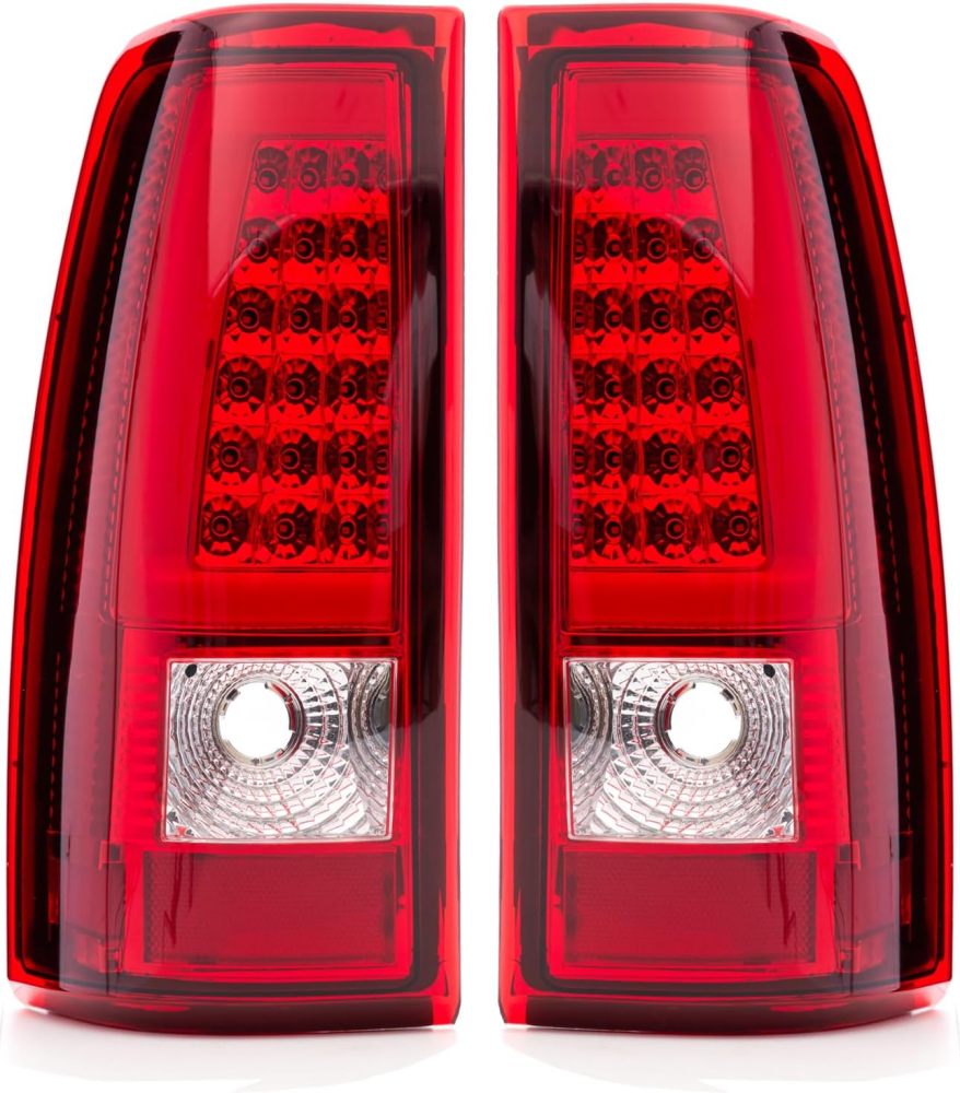 Tail Lights Assembly Compatible With 1999-2006 Chevy Silverado 1500 2500 3500 w/Red LED C-Tube, Rear Brake Lamp Driver & passenger side