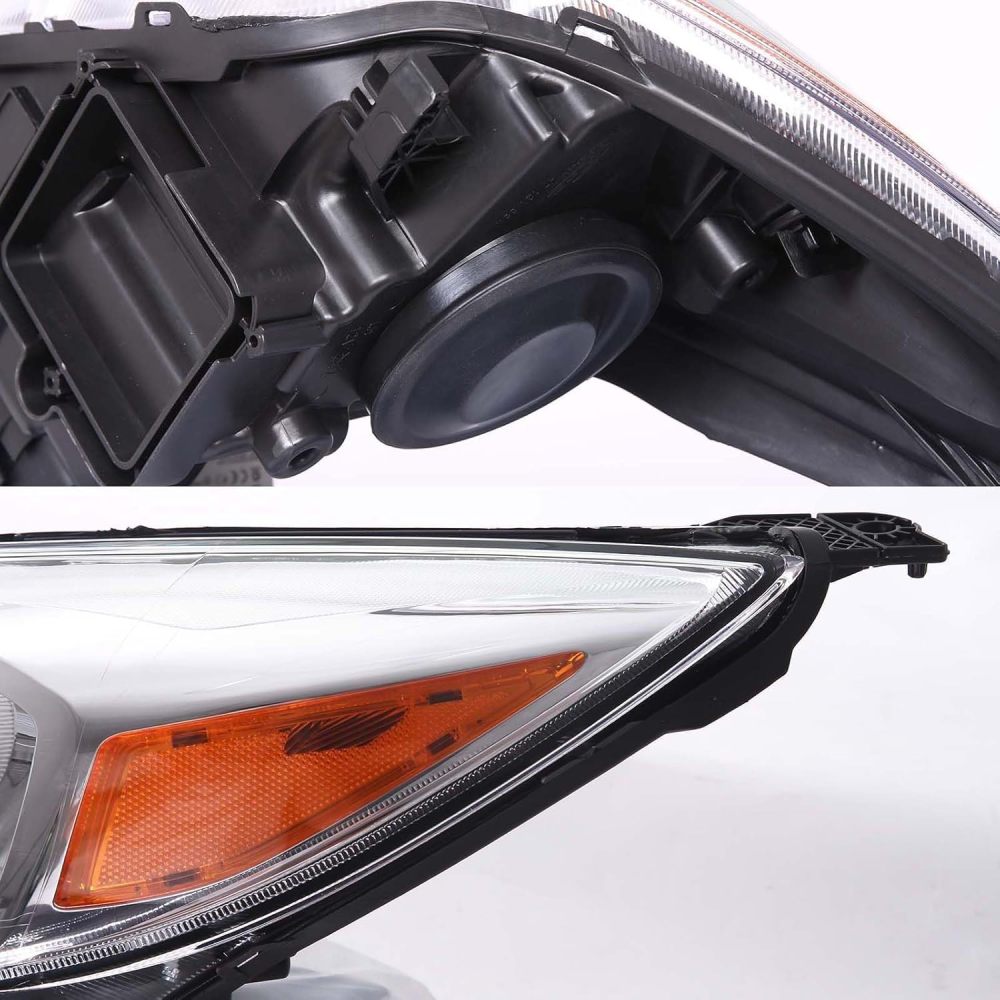 Headlights Assembly Compatible with 2015-2018 Ford Focus ST/SE/S Halogen Headlights Headlamp Pair, Chrome Housing Amber Corner