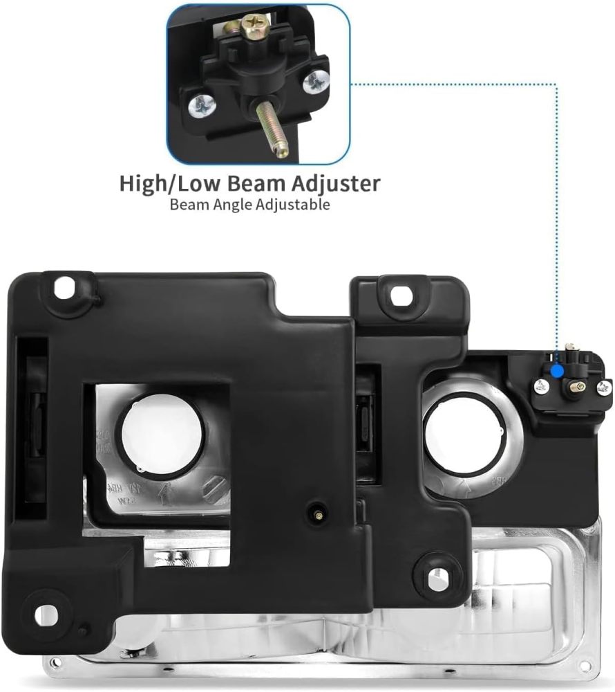 Headlights Assembly Compatible With 1994 1995 1996 1997 1998 OBS Chevy Silverado C/K 1500 2500 3500 Suburban, 95-99 Tahoe Headlamp w/Bumper Light,Factory Style