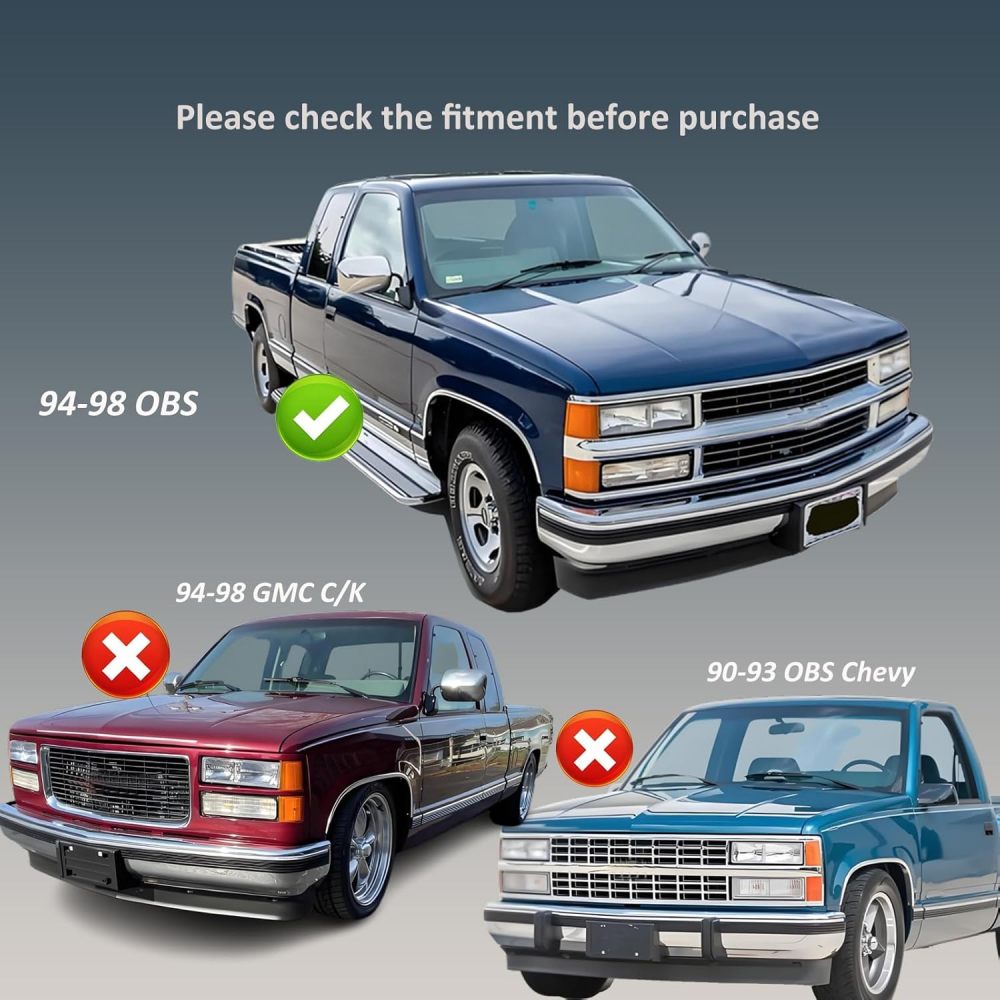 Headlights Assembly Replacement for 1994-1998 OBS Chevy Silverado Suburban C10 C/K 1500 2500 3500, Not For GMC, Headlamp w/Bumper Light Side Marker Light