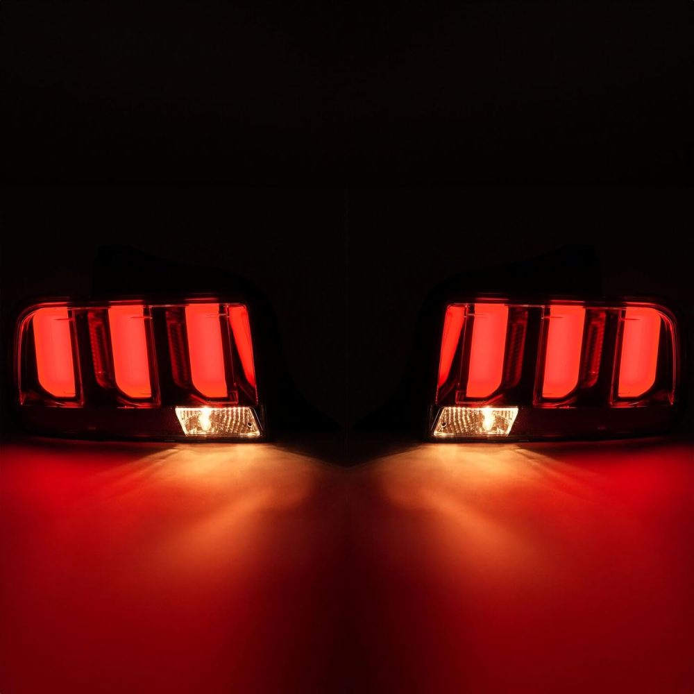 LED Tail Lights Assembly Compatible with 2005 2006 2007 2008 2009 Ford Mustang Rear Brake Lamp Driver and Passenger Side, Red Lens