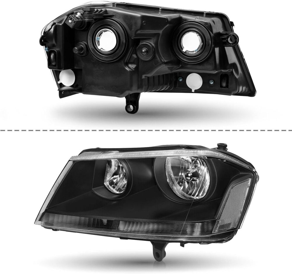 Headlights Assembly compatible with 2008 2009 2010 2011 2012 2013 Dodge Avenger Headlamp,Black Housing Clear Side