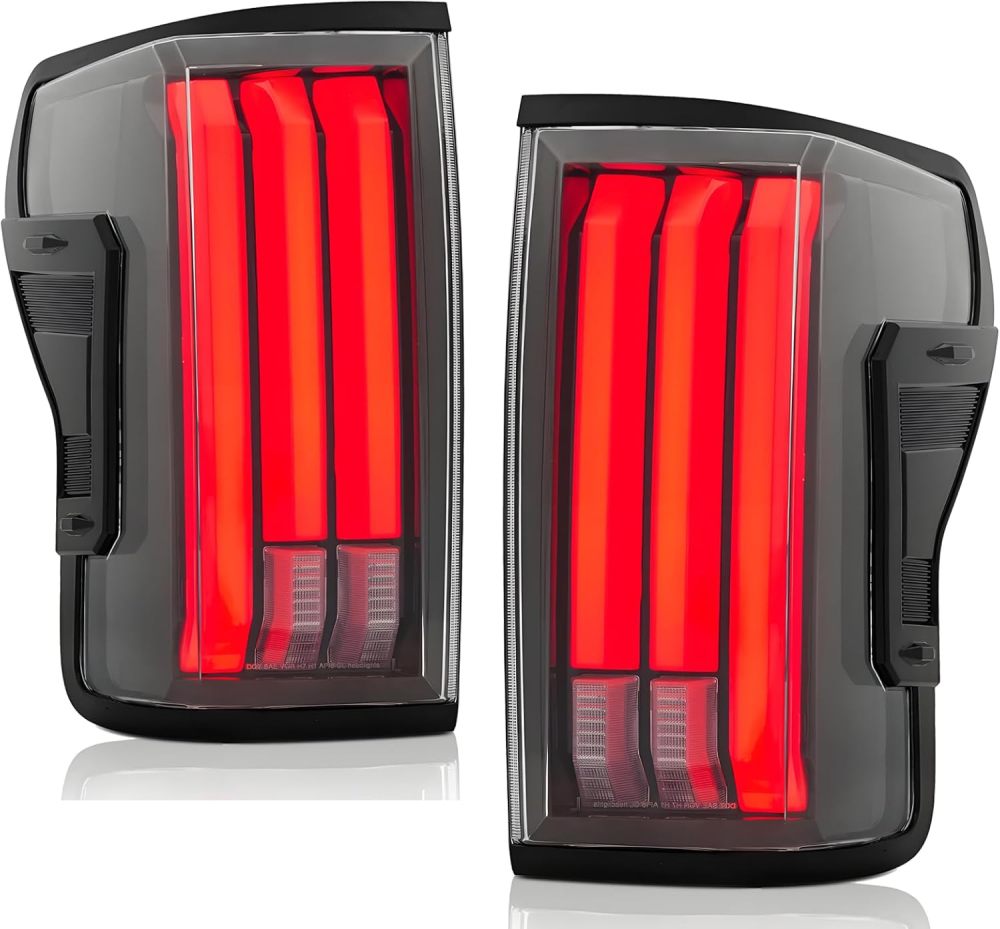 Tail lights Assembly Compatible with 2007-2013 Toyota Tundra Rear Brake Lamp w/Sequential Turn Signal, Red LED Tube Clear Lens