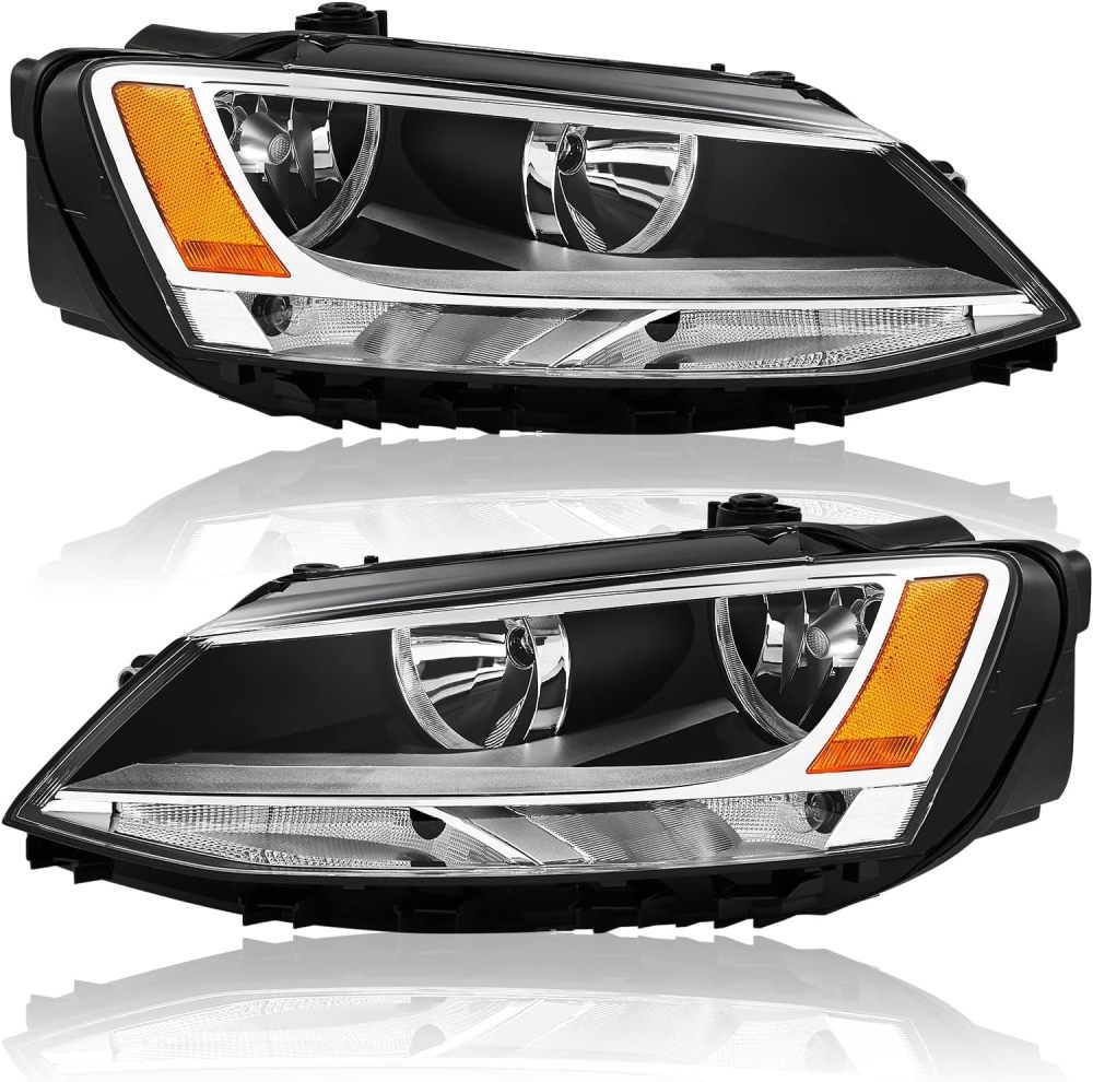 For 2011-2018 VW Jetta MK6 Sedan & Hatchback Headlights Assembly Replacement Headlamp Pair Halogen w/o DRL,Not Fit Sport Wagon