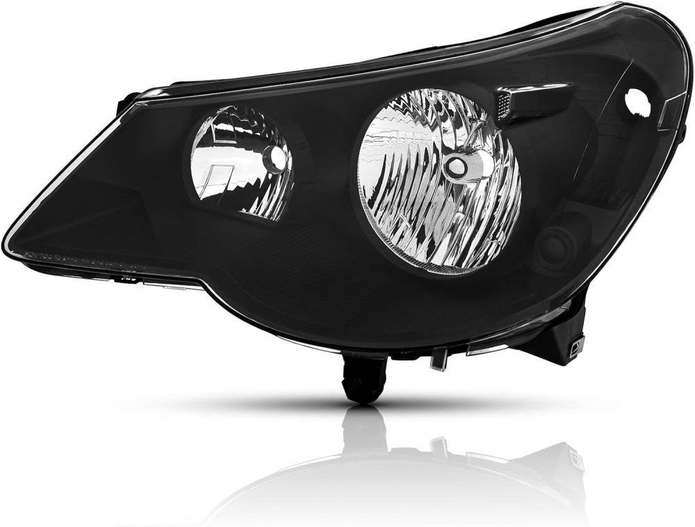 Headlights Assembly Compatible with 2007 2008 2009 2010 Chrysler Sebring 4Dr Sedan Driver and Passenger Side, Black Housing Clear Side