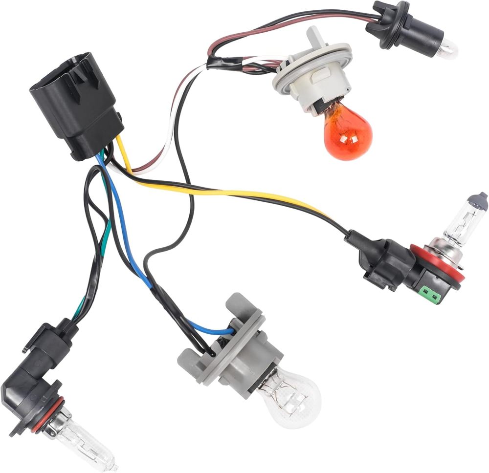 Headlights Assembly w/Bulbs & Wiring Harness compatible with 2007-2013 Chvey Tahoe Avalanche Suburban, Black Housing Amber