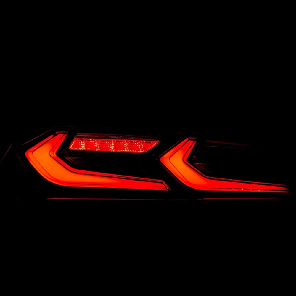 LED Tail Lights Assembly Compatible with 2014 2015 2016 2017 2018 2019 Chevy Corvette C7, Rear Brake Lamp w/Sequential Turn Signal, C8 Style, Black Housing Clear Lens