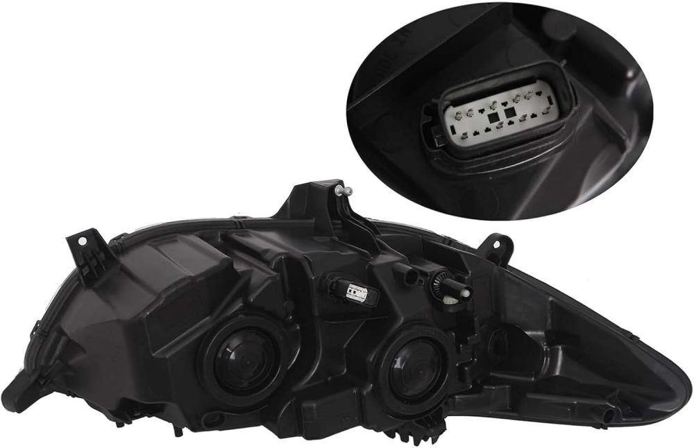 Headlights Assembly Compatible with 2013 2014 2015 2016 Ford Fusion Halogen Headlamp Include Bulb, Black Housing