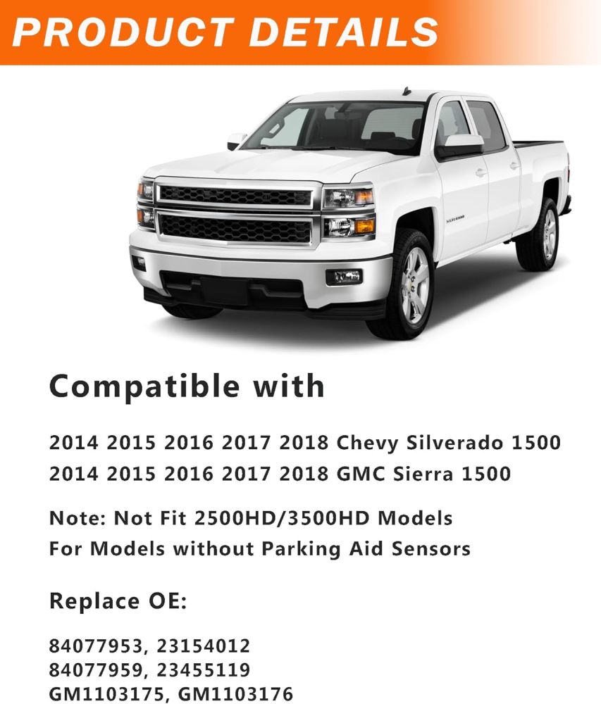 Rear Bumper Step Bumper Assembly Compatible with 2014-2018 Chevy Silverado GMC Sierra 1500 NON SENSOR Hole, Carbon Steel Chrome