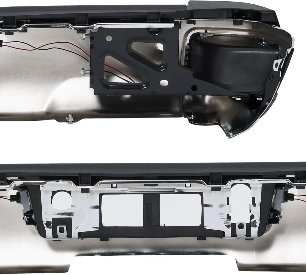 Rear Bumper Step Bumper Assembly Compatible with 2014-2018 Chevy Silverado GMC Sierra 1500 NON SENSOR Hole, Carbon Steel Chrome