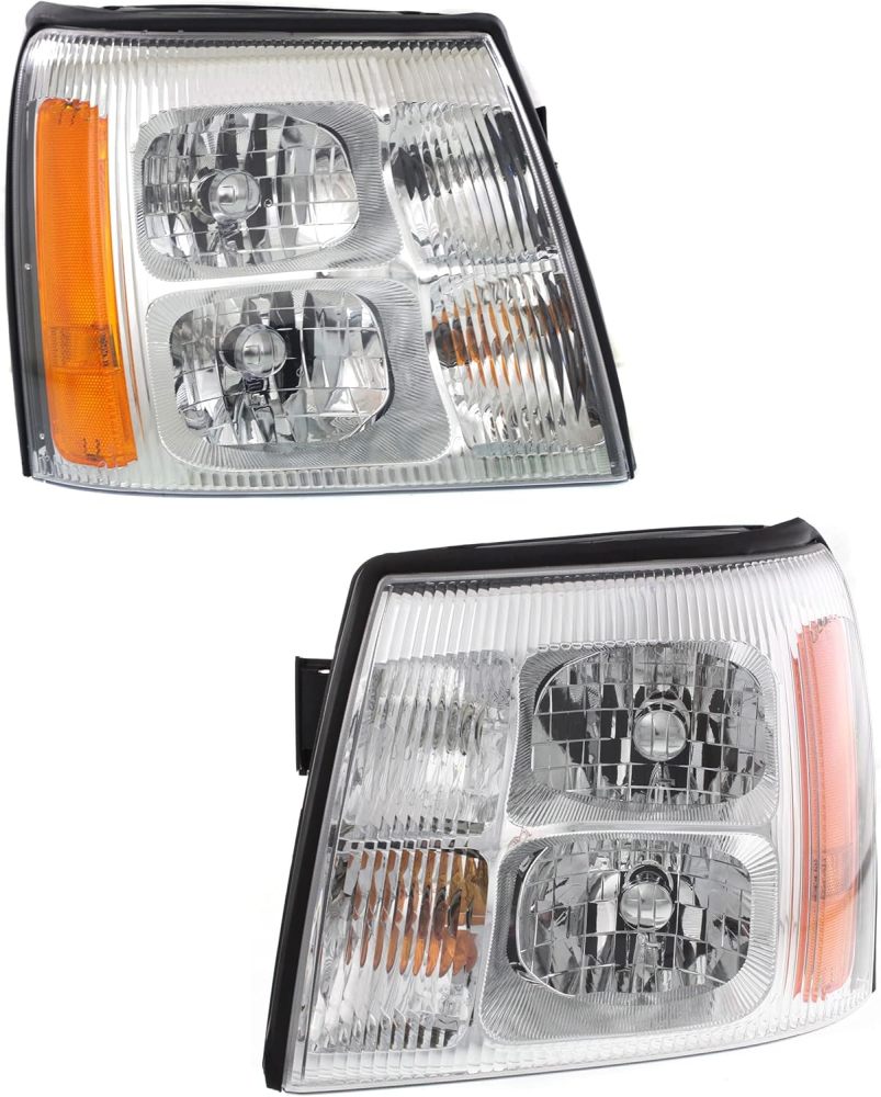 Garage-Pro Headlights Assembly, Driver Passenger Side For Cadillac Escalade 2002 Halogen With Bulbs, Fits Base, Replaces# 15181851, 15181850