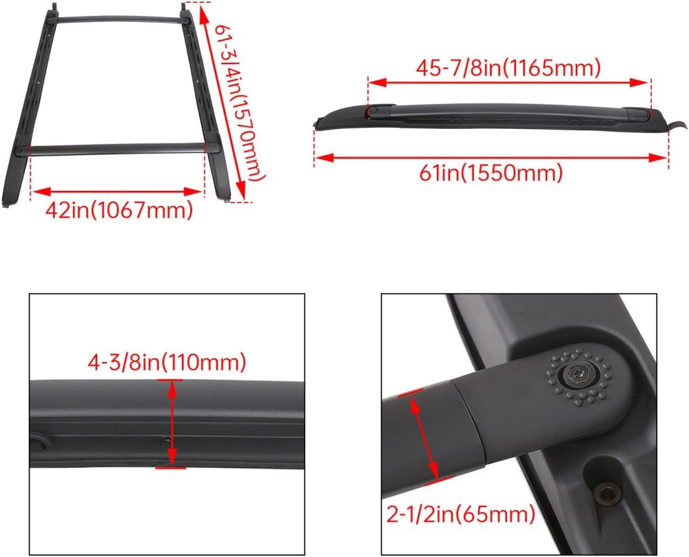 Roof Rack Cross Bar Side Rails Aluminum for 2005-2023 Toyota Tacoma Double Cab Luggage Carrier,Not Fit Access Cab
