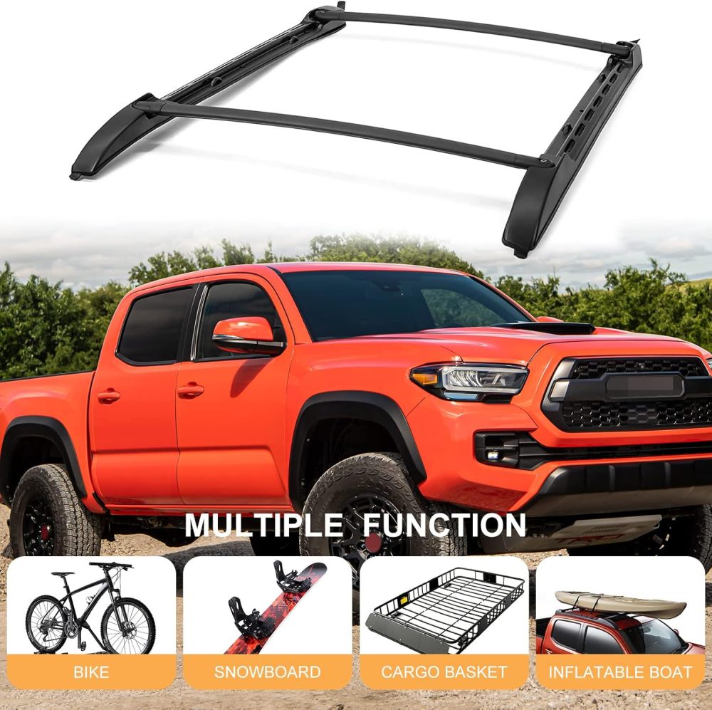 Roof Rack Cross Bar Side Rails Aluminum for 2005-2023 Toyota Tacoma Double Cab Luggage Carrier,Not Fit Access Cab