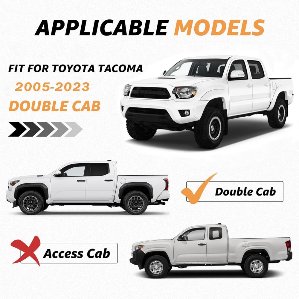 Roof Rack Cross Bar Side Rails Aluminum for 2005-2023 Toyota Tacoma Double Cab Luggage Carrier,Not Fit Access Cab