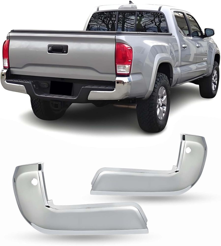 Rear Bumper End Caps Cover compatible with 2016-2023 Toyota Tacoma Rear Bumper Corner Face Bar with Sensor Holes, Chrome