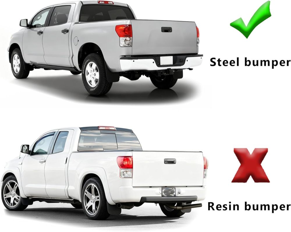 Rear Step Bumper Assembly compatible with 2007-2013 Toyota Tundra without Parking Sensor Hole, Chrome
