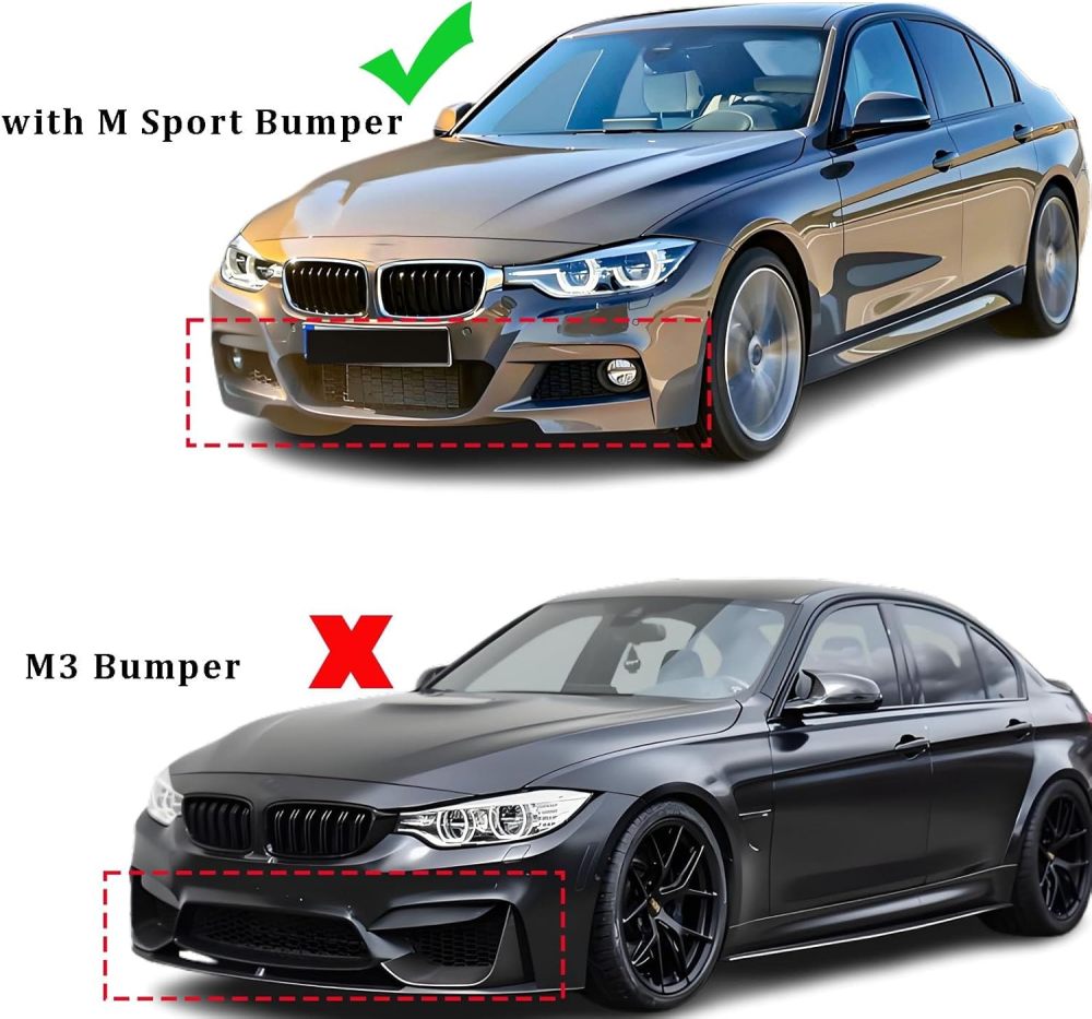 Front Bumper Lip Splitter Air Dam Compatible with 2012-2019 BMW 3 Series F30 320i 325i 328i 330i 335i w/M-paket, Gloss Black