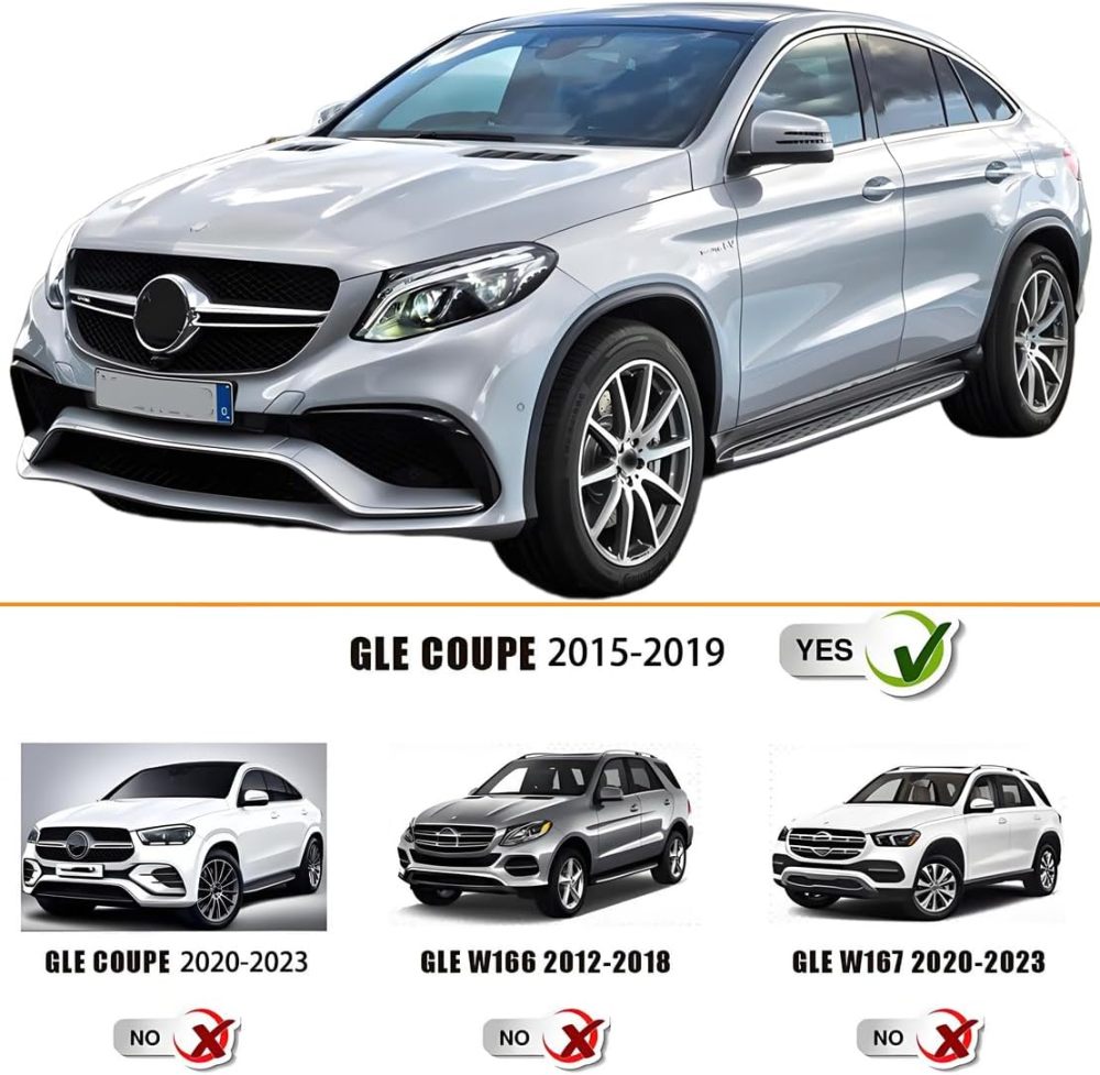 Running Boards Side Step Nerf Bars Compatible with 2015 2016 2017 2018 2019 Mercedes Benz GLE Coupe C292 GLE450 Coupe Not SUV