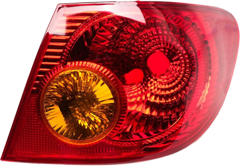 Headlights Tail Lights Assembly Combo Compatible with 2003-2008 Toyota Corolla, Chrome Housing Amber Headlights+ Red Tail Lights