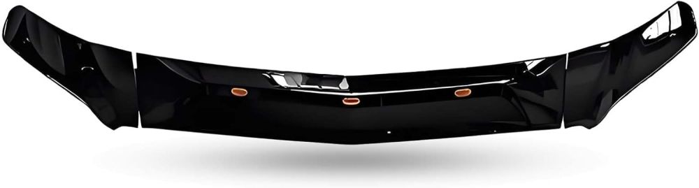 Front Bug Shield Hood Deflector Protector compatibel with 2014 2015 2016 Mercedes Sprinter W906 Tape On 3Pcs, Gloss Black with LED