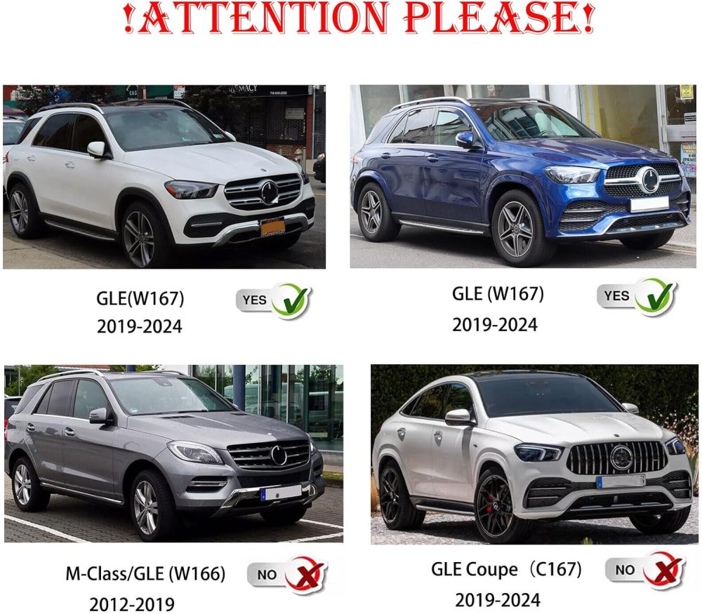 Runining Board Side Steps with LED Lighting Compatible with 2019-2023 Mercedes-Benz GLE SUV W167 V167 GLE350 GLE450 Not Coupe