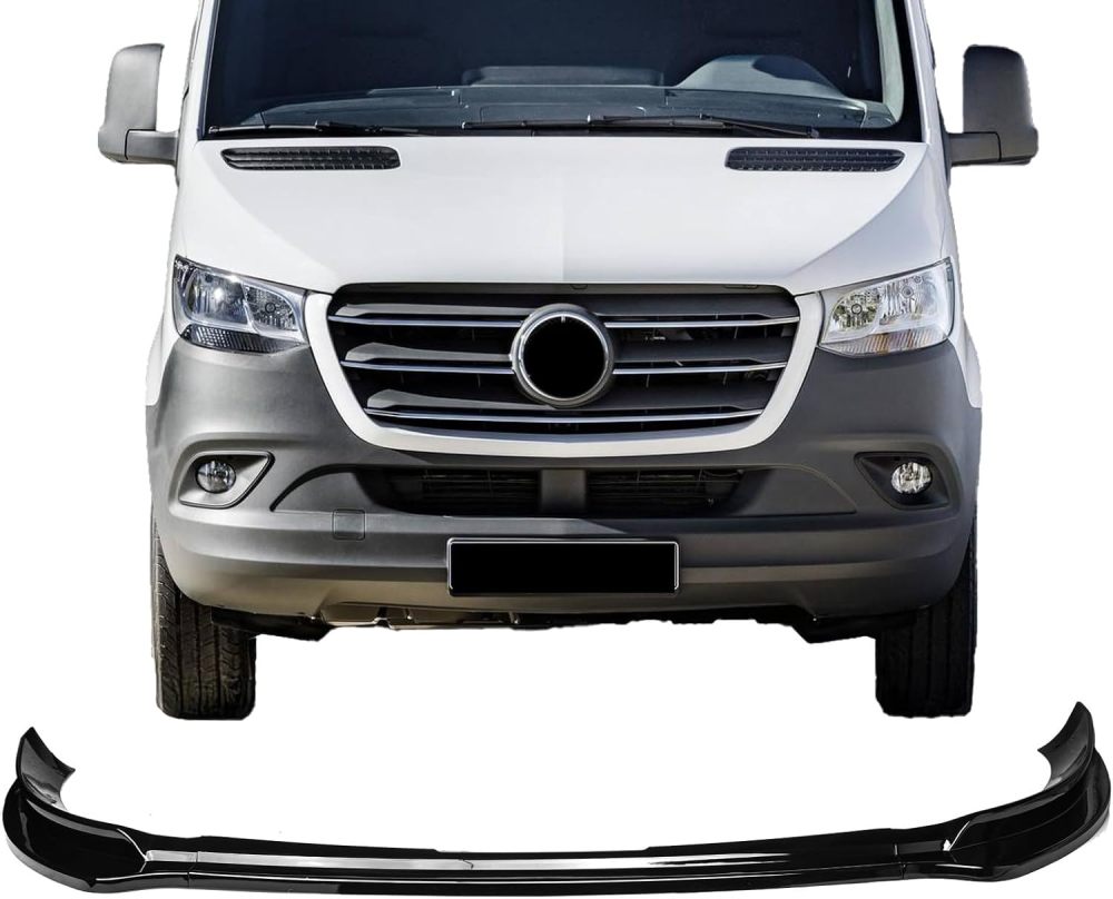 Front Bumper Lip Splitter Compatible with 2019–present Mercedes Benz Sprinter 1500 2500 3500 W907 910, Bumper Air Dam Deflector 3Pcs, Gloss Black