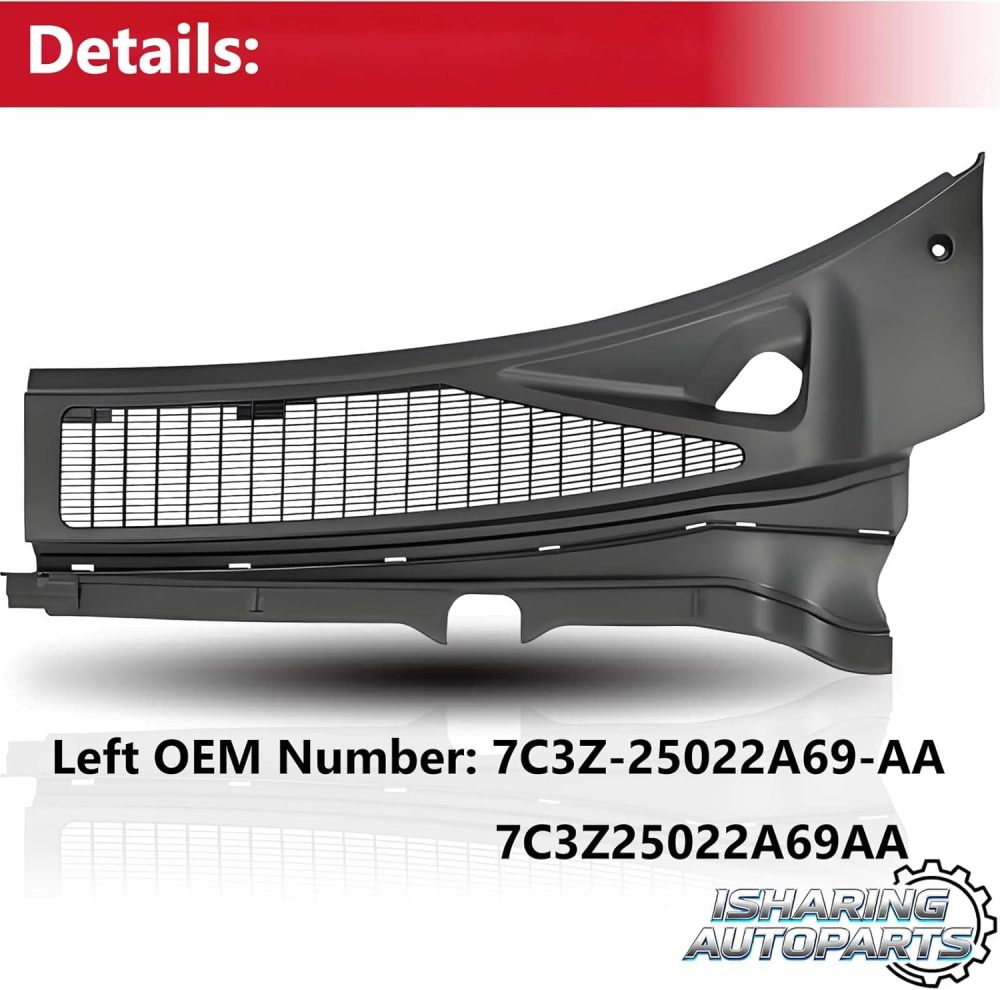2 pcs Front Grill Windshield Wiper Cowl Panels Compatible with 2007 2008 2009 2010 Ford F250 F350 F450 F550 Super Duty Black Left and Right, Replace# 7C3Z-25022A69-AA 7C3Z-25022A68-AA