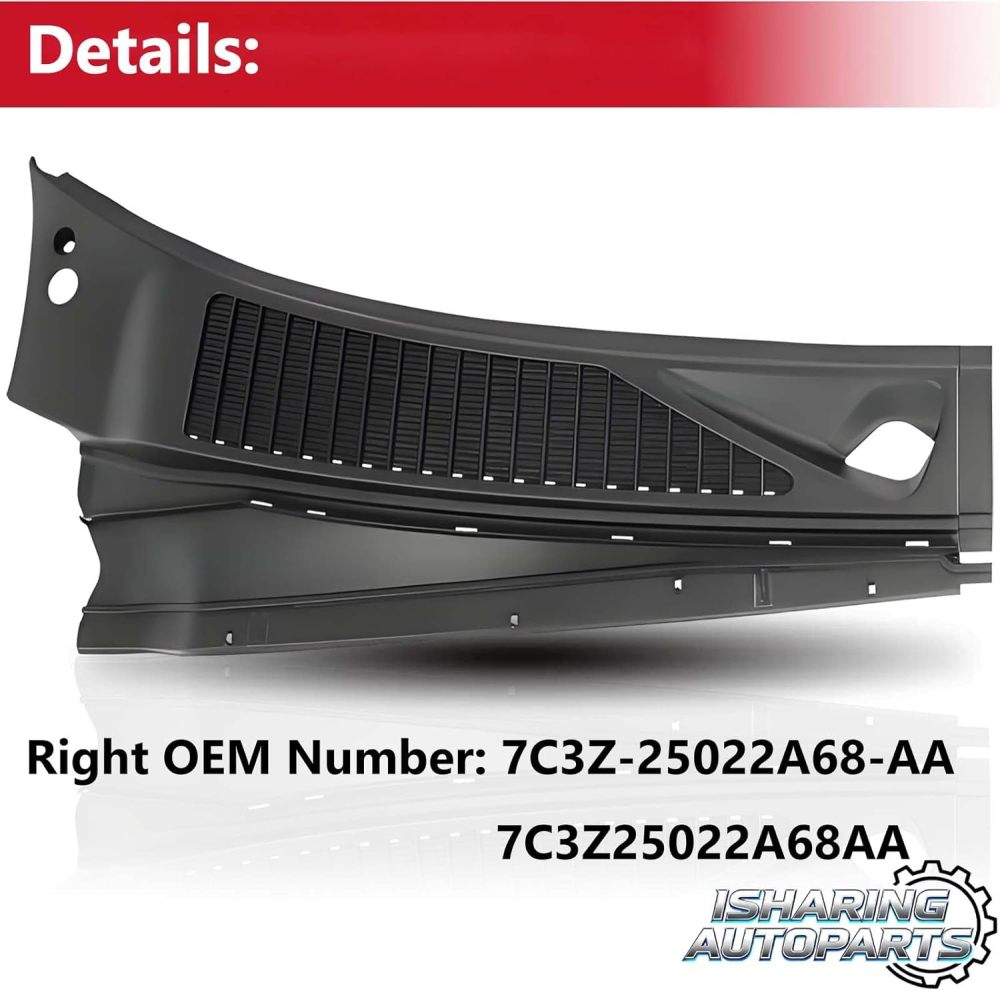 2 pcs Front Grill Windshield Wiper Cowl Panels Compatible with 2007 2008 2009 2010 Ford F250 F350 F450 F550 Super Duty Black Left and Right, Replace# 7C3Z-25022A69-AA 7C3Z-25022A68-AA