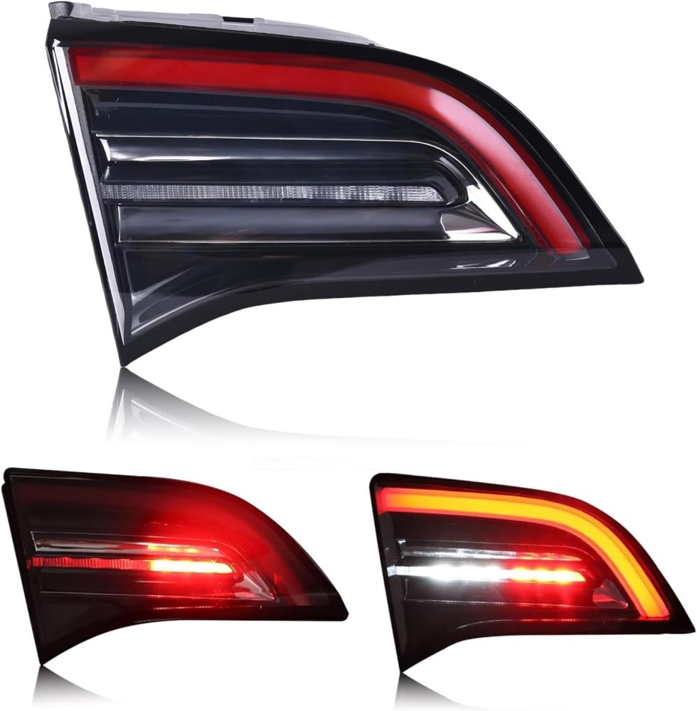4 Pins LED Inner Tail Lights Assembly Compatible with 2018 2019 2020 2021 2022 2023 Tesla Model 3, 2020-2024 Tesla Model Y, Replacement Driver Side Rear Lamp Brake Light