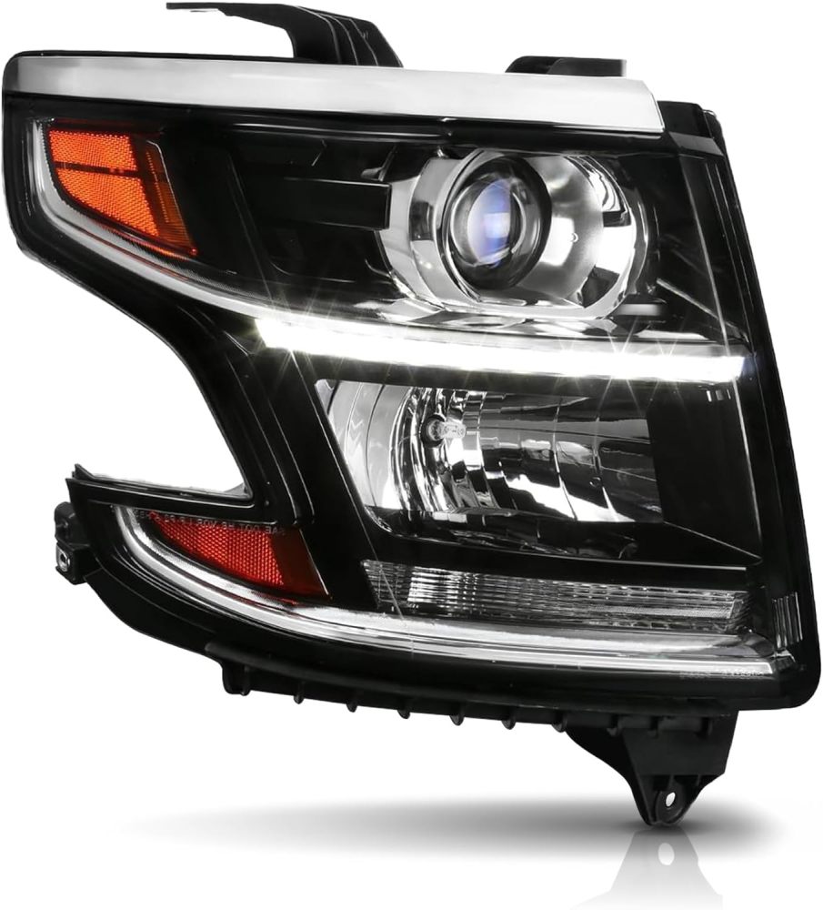 HID Headlight Compatible with 2015 2016 2017 2018 2019 2020 Chevy Tahoe Suburban Projector Head Lamps W/Bulbs, Passenger Right Side RH
