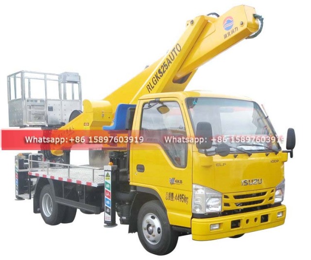 Small ISUZU 100P Man Lifter Stiff boom trucks 25 meters