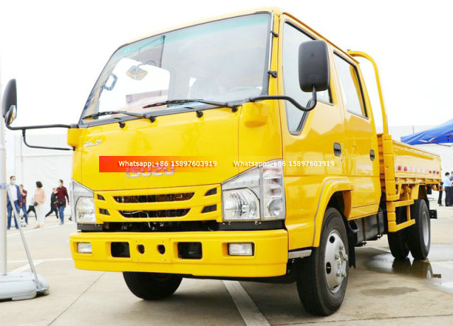 Brand New Small Light ISUZU ELF 100P 4KB 2.5L Double Cabin Flatbed Cargo Truck