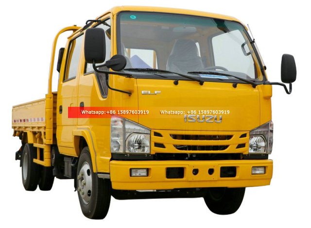 Brand New Small Light ISUZU ELF 100P 4KB 2.5L Double Cabin Flatbed Cargo Truck