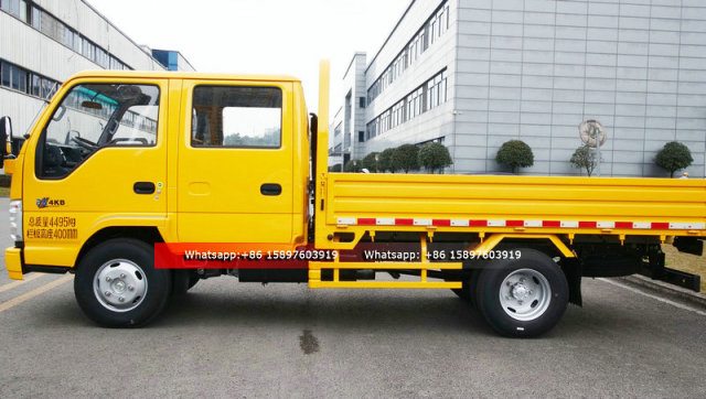 Brand New Small Light ISUZU ELF 100P 4KB 2.5L Double Cabin Flatbed Cargo Truck