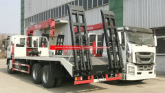 6x4 ISUZU GIGA Flatbed Truck Mounted With Crane and Rear Ladder