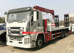 6x4 ISUZU GIGA Flatbed Truck Mounted With Crane and Rear Ladder
