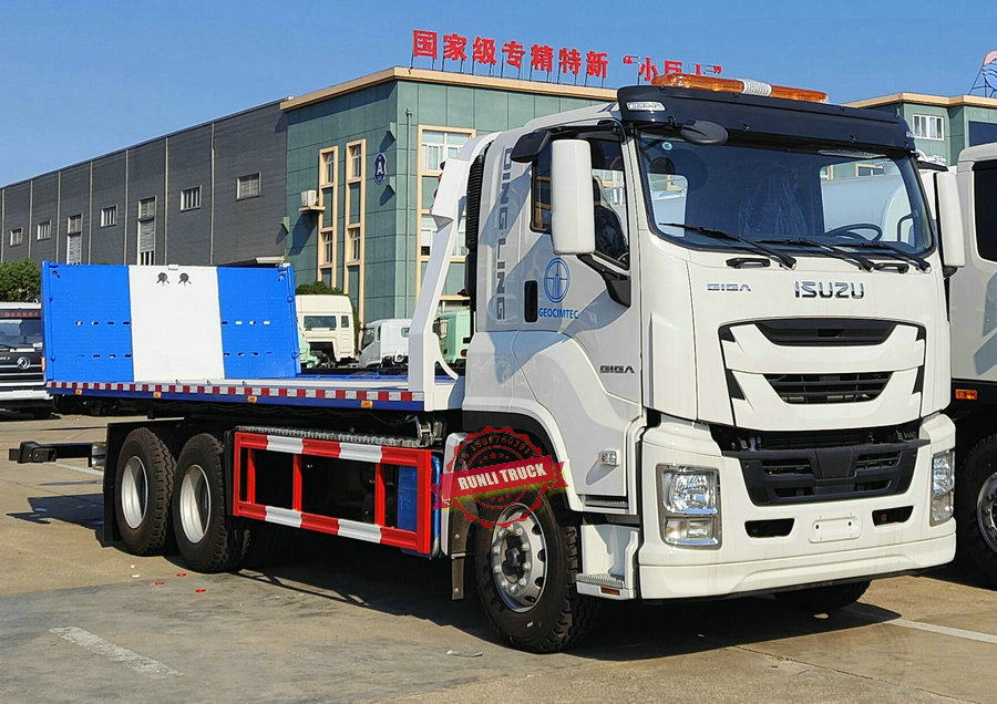 10Wheels 350HP ISUZU GIGA FVZ Towing Truck 15Tons Loading Flatbed Wrecker 8.5Meters